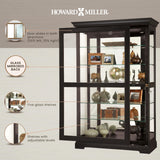Howard Miller Kane II Curio Cabinet - Showcase Black Finish Adjustable Shelves & Levelers Illuminated Interior Lightning, Lockable Door Perfect for Living Room Office and Room Decor Howard Miller