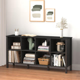 NewBeth 8-Cube Bookcase, Farmhouse Wooden Bookshelf Low Storage Organizer, 59" Horizontal Black Console with Legs, Hallway Book Case for Entryway, Display Cabinet for Living Room (Black, 8-Cube) NewBeth