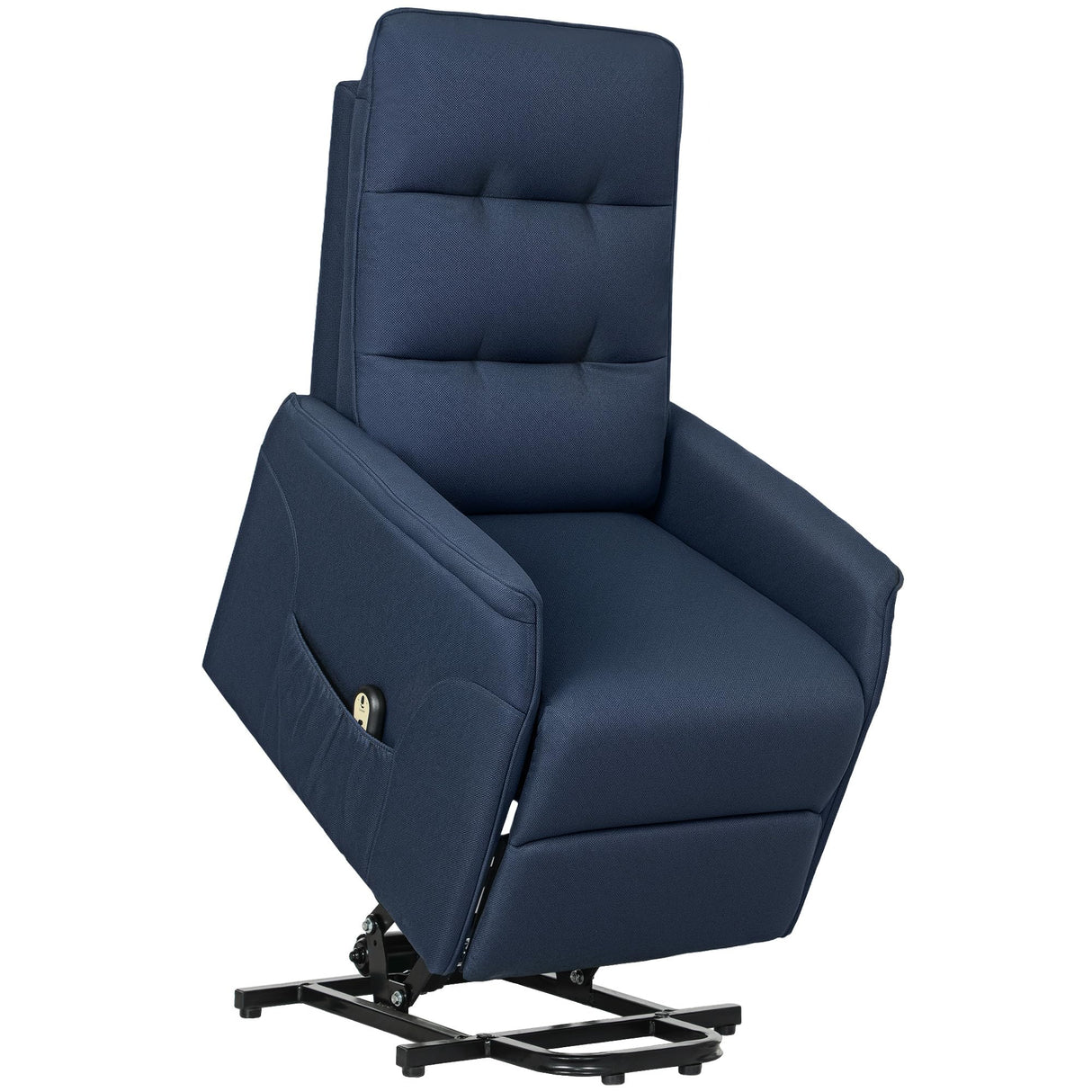 HOMCOM Power Lift Recliner Chair for Elderly, Fabric Lift Chair Sofa with Remote Control, Side Pockets, Pocket Spring, Tufted Back, Quick Assembly, Deep Blue HOMCOM