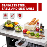 Grill Table,Outdoor Kitchen with Cabinet Outdoor Grill Table with 2 Foldable Side Tables Stainless Steel Top for Outdoor Kitchen Cabinets, Bar Cart, Movable Grill Cart with Pull-Out Plate, L74”x W24” Feasto