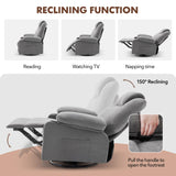 Weture Swivel Rocker Recliner Chair with Heat and Massage, 360 Degree Swivel Recliner Chair with Cup Holders and USB Port, Big Oversized Rocking Single Sofa for Living Room (Fabric, Grey) Weture