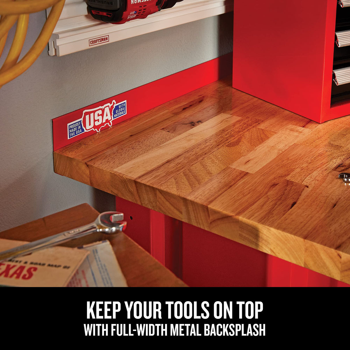 CRAFTSMAN 2000 Series Workbench, 6-Foot Wide with Butcher Block Top, Customizable (CMST27200R) CRAFTSMAN