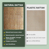 Yechen Sideboard Storage Cabinet with 3 Handmade Natural Rattan Doors, Rattan Cabinet Buffet Table Accent Credenza Console Cupboard, for Living Room Dining Room Entryway Kitchen Yechen