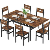 RALGEND 7-Piece Dining Table Set for 4-6, 63" Extendable Kitchen Table and 6 Chairs, Rectangle Dining Room Table Set for 6 with Wine Rack for Small Saving Space, Rustic Brown and Black RALGEND