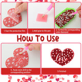 Outus 24 Pcs Valentine's Day Diamond Painting Keychains 5D Heart Shaped Double Sided Diamond Key Chain Kit Pendant Crafts Making for Valentine's Day Wedding Outus