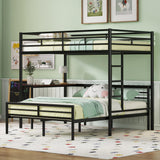 Metal Twin Over Full Bunk Bed Frame with Desk, Loft Platform Mattress Foundation with Steel Slat Support Storage Space Merax
