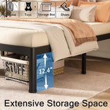 FUIOBYVV California King Bed Frame with Round Corner Edge Legs 14 inch High 3500 lbs Heavy Duty Metal Platform Bed Frame King Size No Box Spring Needed/Noise Free/Steel Slat Support/Non-Slip Black FUIOBYVV