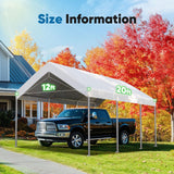 ADVANCE OUTDOOR Replacement Top Cover Tarp for 12x20 ft Carport Canopy with Ball Bungees, White, One Roof Only ADVANCE OUTDOOR