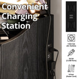 LIKIMIO Small Makeup Vanity Desk with Mirror and Lights, Vanity Table Set with Storage Drawer, Chair and Three Shelves, Bedroom, Black LIKIMIO