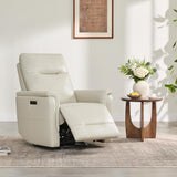 Watson & Whitely Genuine Leather Power Recliner Chairs W Power Headrest for Adults, Swivel Glider Recliner Chair W Charging Ports for Living Room, Light Grey Watson & Whitely