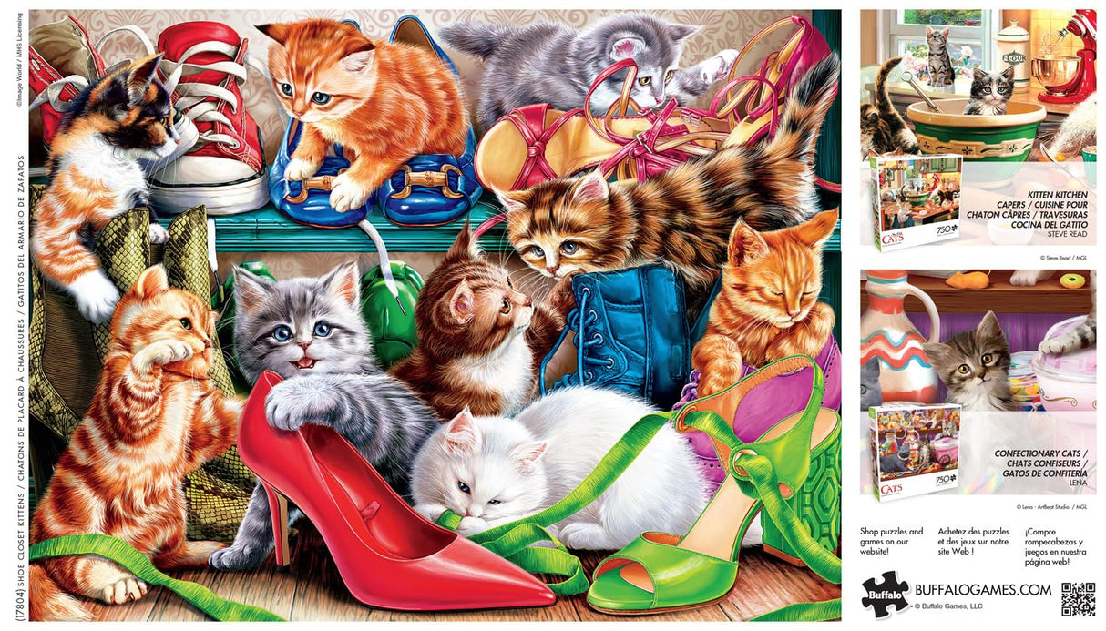 Buffalo Games - Shoe Closet Kittens - 750 Piece Jigsaw Puzzle for Adults -Challenging Puzzle Perfect for Game Nights - Finished Size is 24 x 18 Buffalo Games