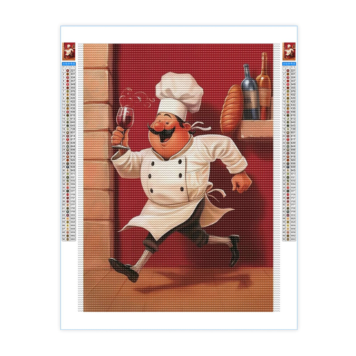 CEQOLI Bread Red Wine Chef Diamond Art Painting Kits for Adult,Cook 5D Diamond Art for Adults,Round Drill Painting by Diamonds Art and Crafts for Home Wall Decor Gift 8x12 Inch CEQOLI