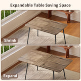 Qsun 63” 7-Piece Dining Table Set for 4-6 People, Extendable Kitchen Table Set with 6 Chairs, Dining Room Table with Metal Frame and Solid MDF Wood Board for Kitchen, Grey Qsun