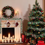 CCINEE 32.8 Feet Christmas Tinsel Garland,Metallic Tinsel Twist Garland Shiny Hanging Decoration for Party Supplies Xmas Tree Home Stairs Indoor Outdoor Decor(Red Green Sliver) CCINEE