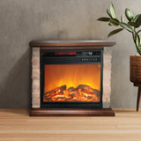 Lifesmart 3-Quartz 5,118 BTU Infrared Faux Stone Fireplace with Log Insert and Realistic Flame, Fireplace Heater with Remote Control for Bedroom, Living Room LifeSmart
