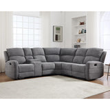 EBELLO Fabric L-Shaped Reclining Sectional Sofa Couch for Living Room, Manual Recliner Oversized Sofa, with Padded Headrest, 2 Cup Holders, Storage Space, 5-Seater Home Furniture Set, Grey EBELLO