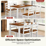 Sophia & William 5 Piece Dining Table Set for 4, Wood Kitchen Table and Chairs,Space-Saving Farmhouse Dining Sets,Walnut & White Sophia & William