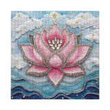 3D Crystal Diamond Lotus Jigsaw Puzzle 1000 Piece for Adult, Art Aesthetic Pretty Jewel Jigsaw Puzzles, Difficult Flower Plant Embroidery Puzzle Larkipuzz