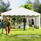 Outsunny 16.5' x 33' Party Tent, Heavy Duty Large Outdoor Canopy Tent Shelter with Removable Sidewalls, 10 Windows and 2 Doors, Tents for Parties, Wedding, Events, BBQ Grill, White Outsunny