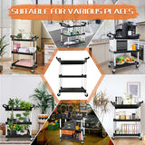 Utility Carts with Wheels,3-Tier Rolling Cart with Wheels, Heavy Duty 510 LBS Food Service Cart with Rubber Pad and Hammer for Kitchen/Office/Warehouse, 31.5" X 16.9" X 38.9"(Black) SFESGRER