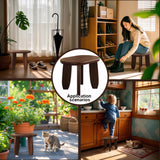 Walnut Finish Full Wood Stool 400 Pound Non-Slip Stable Outdoor Garden Stool Clover Stepstool Oval Wooden Stool for Living Room Balcony Kitchen Generic