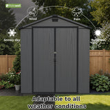 Patiowell 6 x 10 FT Outdoor Plastic Storage Shed with Floor - Lockable Resin Tool Shed, 2 Windows, Easy Assembly for Garden/Backyard (Dark Grey) Patiowell