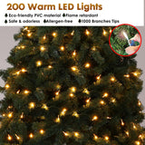 GTPLAYER 6.5ft Christmas Tree Artificial Xmas Tree with 200 Warm LED Lights & 1000 Branch Tip, Premium Pine Tree Party Decorations for Home, Foldable Stand, Easy Assembly GTPLAYER