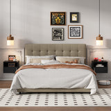 JAXPETY Wall Floating Nightstand Set of 2 Modern Side Table Wall Mounted Shelf with Cabinet Storage for Living Room, Bedroom, Dorm, Black JAXPETY