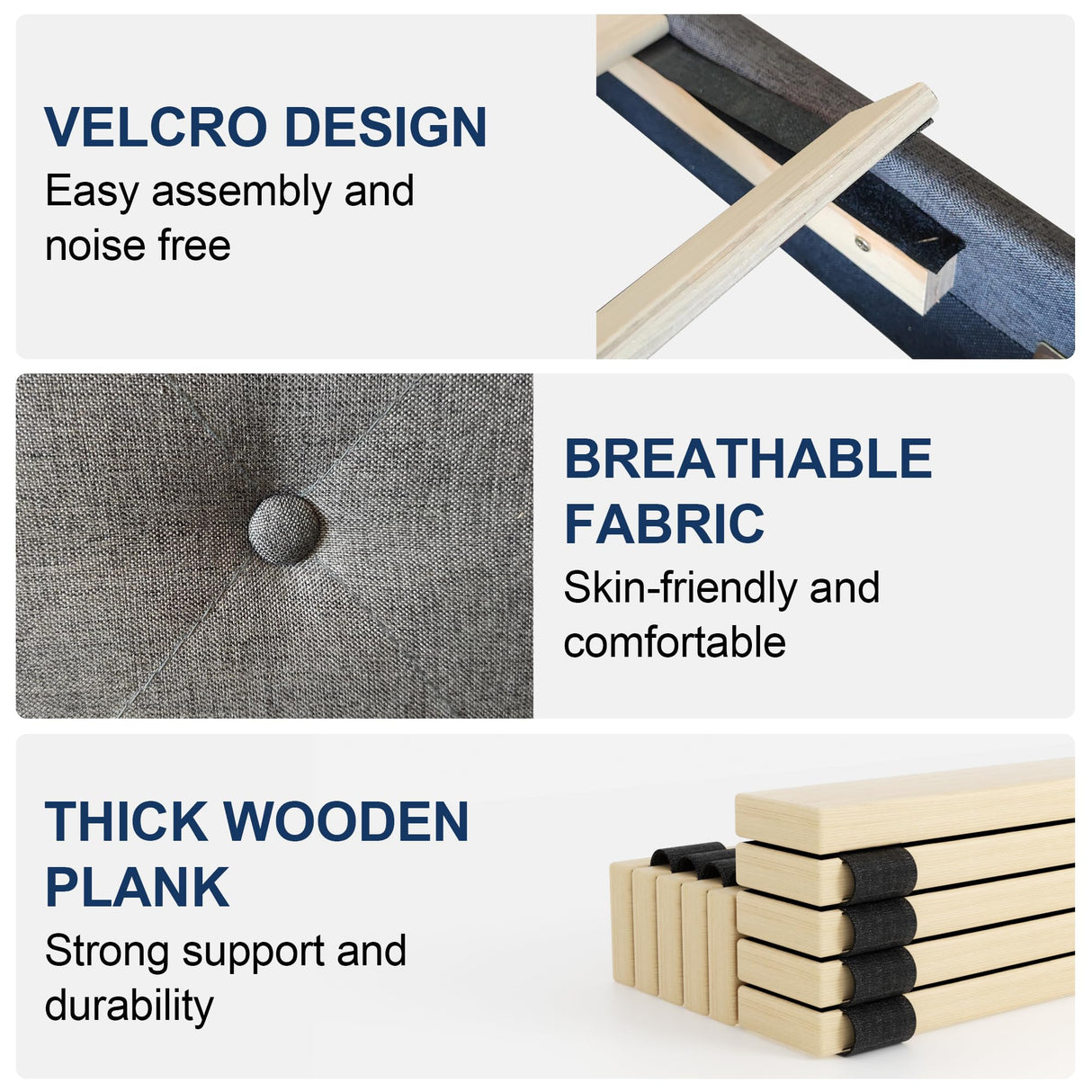 Twin Size Platform Bed Frame with Upholstered Headboard, Button Tufted Design, No Box Spring Needed, Dark Grey Sismplly