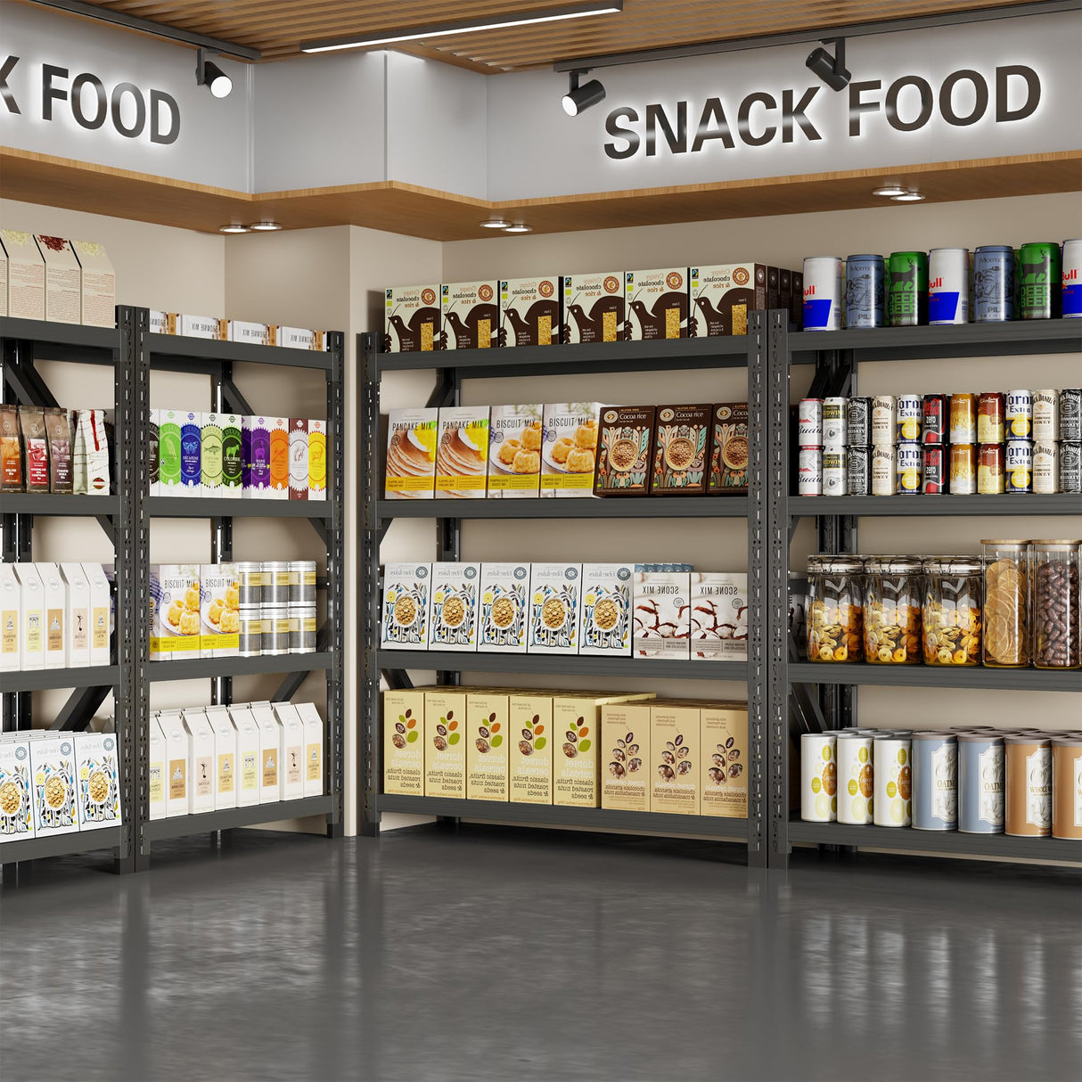 InaryLof Metal Garage Shelving,4000 LBS Garage Shelving Unit and Storage，Adjustable 4-Tier Heavy Duty Shelving，Garage Storage Shelves for Shop,Basement,Garage (Black, 23.6" D*59.1" W*78.7" H) InaryLof