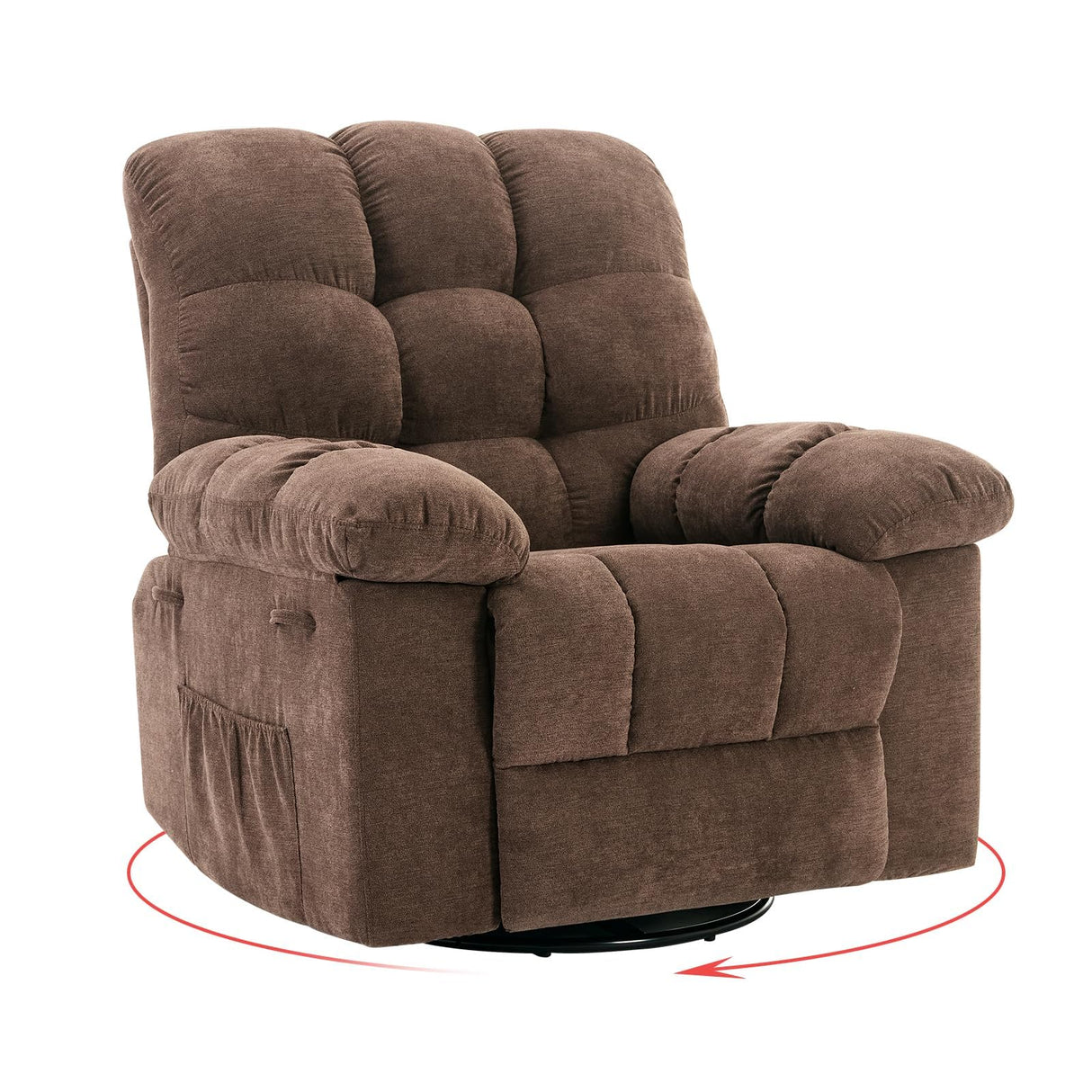 Adult Rocker Swivel Recliner Chair - Soft Fabric Overstuffed Manual Glider, Comfy Nursery Rocking Sofa Chair for Living Room OUTGOODS