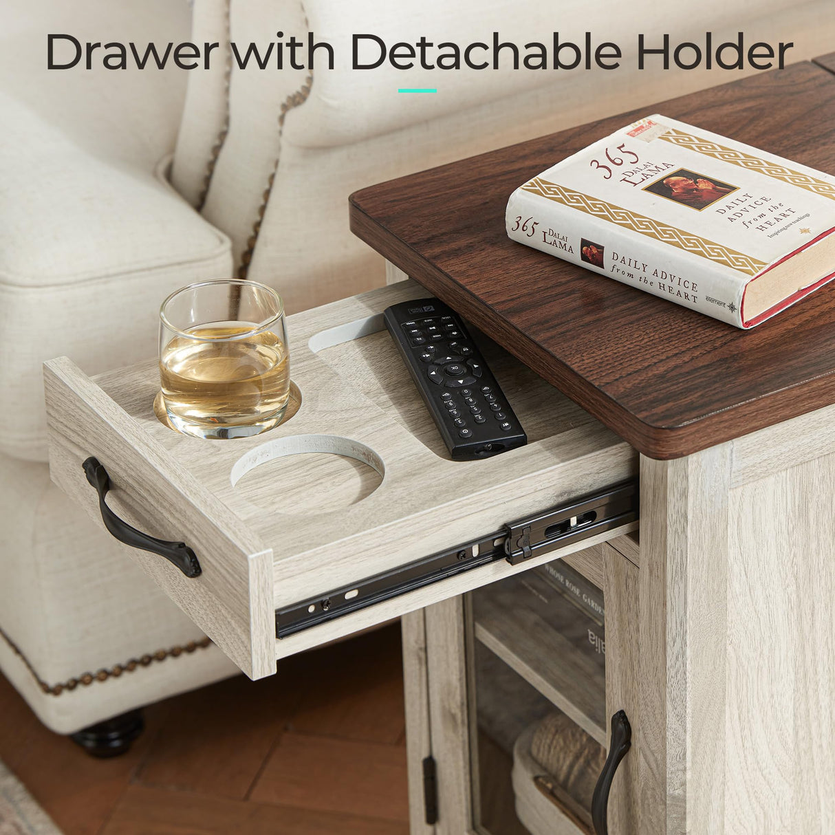 LINSY HOME Farmhouse Coffee Table Sets 3 Pieces, Wood Living Room Table Set Include 41" Coffee Table, End Table Set of 2, Washed White LINSY HOME