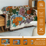 DREAMINGO Chic Farmhouse Sofa Cover Blanket Floral Jacquard Couch Cover for 3 Cushion Couch Sofa Sectional Couch Cover Universal Furniture Protector Tassel Trim Couch Covers for Sofa, 71"x150" DREAMINGO