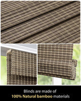 UNISHADES Cordless Bamboo Roman Shades for Windows, Size (22.5" W × 48" H) Colour (BDP-Driftwood) UNISHADES