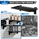 BOBIBAN 2 Pack Slatwall Shelves, Heavy Duty Metal Slat Wall Shelf for Retail, Garage, Home Storage, 80 lbs Load Capacity, Universal Slatwall Accessories(10 x 24 Inch-2) BOBIBAN