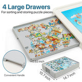 Playboda 1500 Pieces Rotating Plastic Puzzle Board with Drawers and Cover, 35"x27" Portable Jigsaw Puzzle Table for Adults, Lazy Susan Spinning Puzzle Boards (Patent Design) Playboda