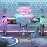 Bestier Gaming Desk with Power Outlets, 44 Inch Led Gamer Desk with 4 Tiers Reversible Shelves, PC Gaming Table with Headset Hook & Side Storage Bag for Bedroom (Grey 3D Carbon Fiber) Bestier