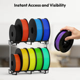 Sunnacate 2 Pack Desktop Filament Storage Rack, Metal Rolling Spool Holder Organizer, Heavy Duty 3D Printing Filament Spools Holder Shelf for PLA/ABS/TPU Filaments, Tabletop Organizer for Home Office Sunnacate