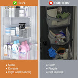 VyGrow Over The Door Organizer, Metal Door Organizer Hanging with 5 Adjustable Baskets and Coat Hook, Behind The Door Storage for Bedroom Closet Bathroom Pantry Cabinet Kitchen, White VyGrow