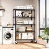 M MZG 5-Shelf Storage Shelves,Wire Shelving Heavy Duty Metal Storage Shelving Unit Adjustable Garage Shelving Rack Pantry Kitchen (Black, 5 Tier,17.7" D x 47.2" W x 76.7" H) M MZG