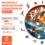 Wooden Puzzles for Adults - Flat Puzzle with 3D Visual Effect Dragon Puzzle, Unique Shape 100 Pieces Wooden Jigsaw Puzzles, Paper Sculpture Modern Art Puzzle, Good Gift Idea for Family(S-8.5 * 8.5in) Pijesaksa