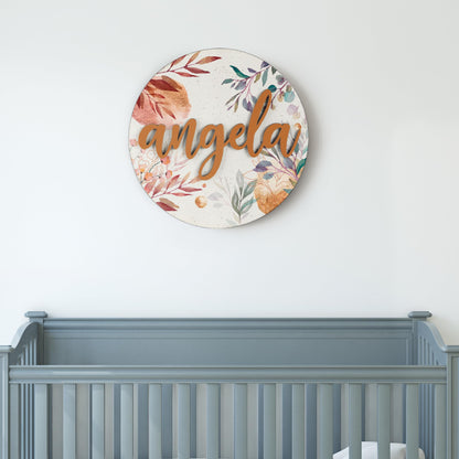 Personalized Round Wooden 3D Name Sign for Nursery Wall Decor, 5 Sizes, 5 Fonts Options, 3D Custom Round Nursery Name Sign, Personalized Baby Name