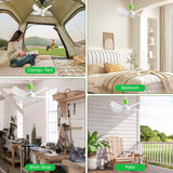 Roodike Mini USB Ceiling Fan for Camping Tent, 17" Portable Hanging Ceiling Fan for Outdoor Gazebo or RV, 13.2ft Long Cord with on/off Button, DC 5V, 330 RPM Rotation Speed, 36 dB Quiet Roodike