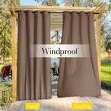 NICETOWN 2 Panels Weighted Blackout Curtains Patio Waterproof Outdoor Curtains, Thermal Insulated Top & Bottom Grommet & Back Tab Wind-Break Drapes Privacy for Pergola, W52 by L84, Tan-Khaki NICETOWN