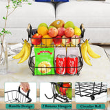 ANTOPY 2 Tier Fruit Basket with 2 Banana Hangers, Countertop Fruit Vegetable Basket Bowl for Kitchen Counter Metal Wire Fruits Storage Stand Holder Organizer for Bread Snack Veggies Produce ANTOPY