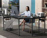 Coleshome 66" L Shaped Gaming Desk, Corner Computer Desk, Sturdy Home Office Computer Table, Writing Desk, Larger Gaming Desk Workstation, Black Coleshome