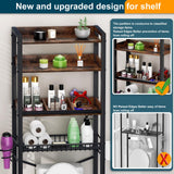 Over The Toilet Storage Cabinet,4 Tier Bathroom Organizers and Storage With Adjustable Shelf Waterproof Feet Pad and Basket ,Multifunctional Space Saver Freestanding Bathroom Shelves With Dividers Mlinavn