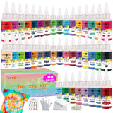 HTVRONT Tie Dye Kit - 40 Vibrant Colors Pre-Filled Bottles Tye dye Kit for Kids and Large Groups, Permanent Tie Dye Kits for Adults Tyedyedye Party Supplies Tye dye Kit to Go(Just Add Water) HTVRONT