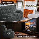 IROSTAE Loveseat Recliner Sofa, 2 Seater Minimalist Style Fabric Manual Pull Tab Reclining Loveseat with USB Charge Ports, Cup Holders, Recliner Love Seat Couches for Living Room, RV, Gray IROSTAE