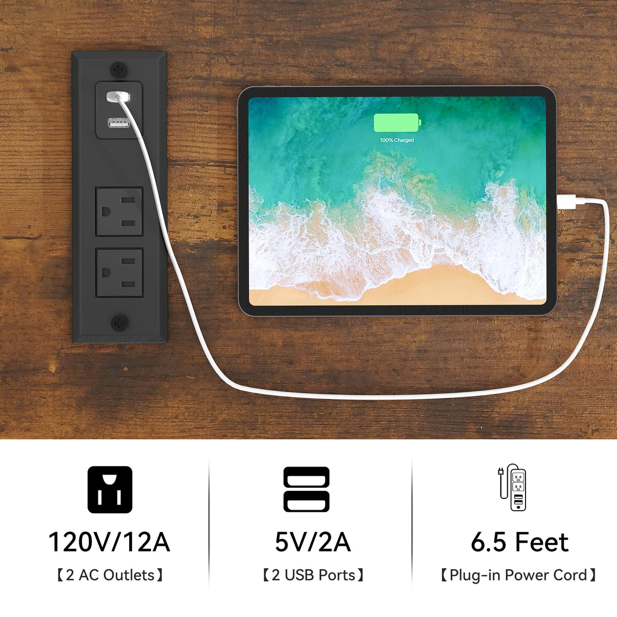 YITAHOME 55" Industrial Bar Cabinet with LED Lighting and Power Outlets for Home Dining and Living Rooms YITAHOME